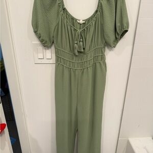 Second Generation Sage Green Puff Sleeve Jumpsuit Size M